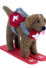 dZi Handmade Skiing Chocolate Lab Ornament