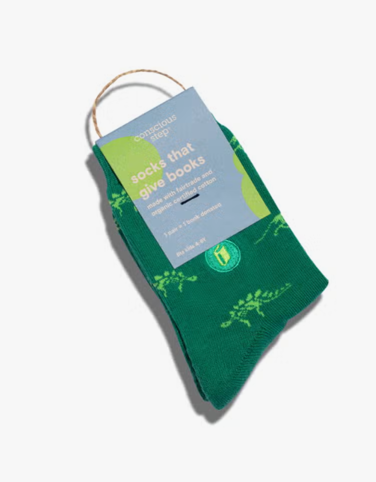 Conscious Step Kids Socks that Give Books (Dino)