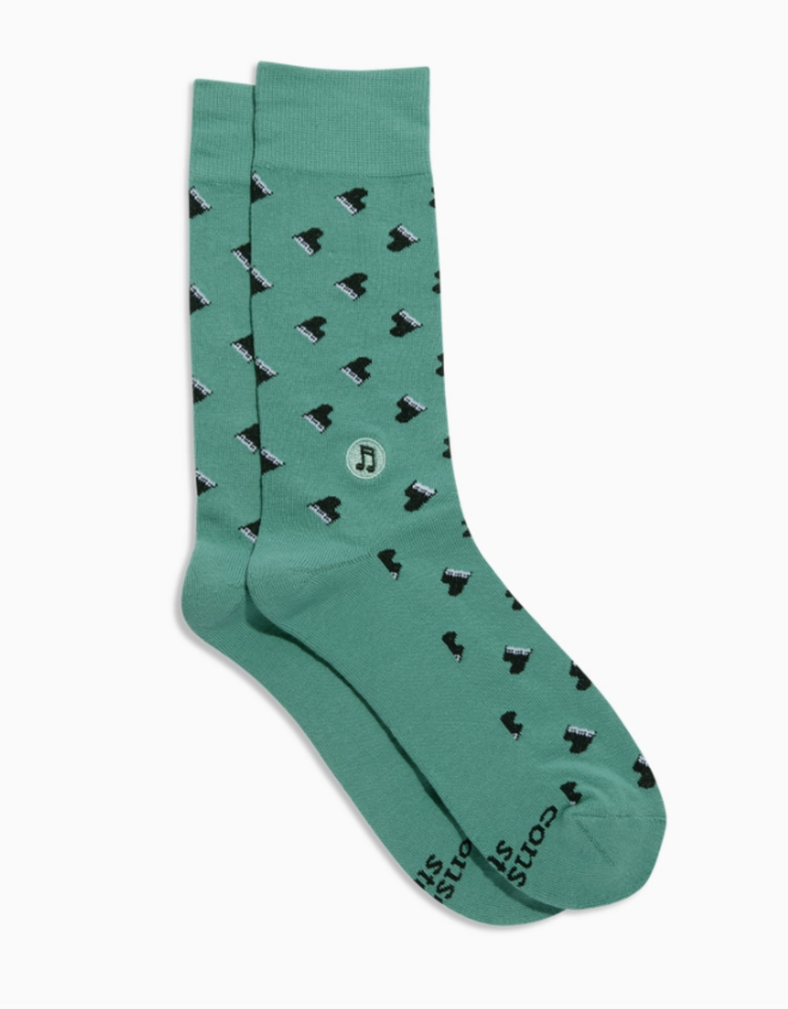 Conscious Step Socks that Support Music (Green Pianos)