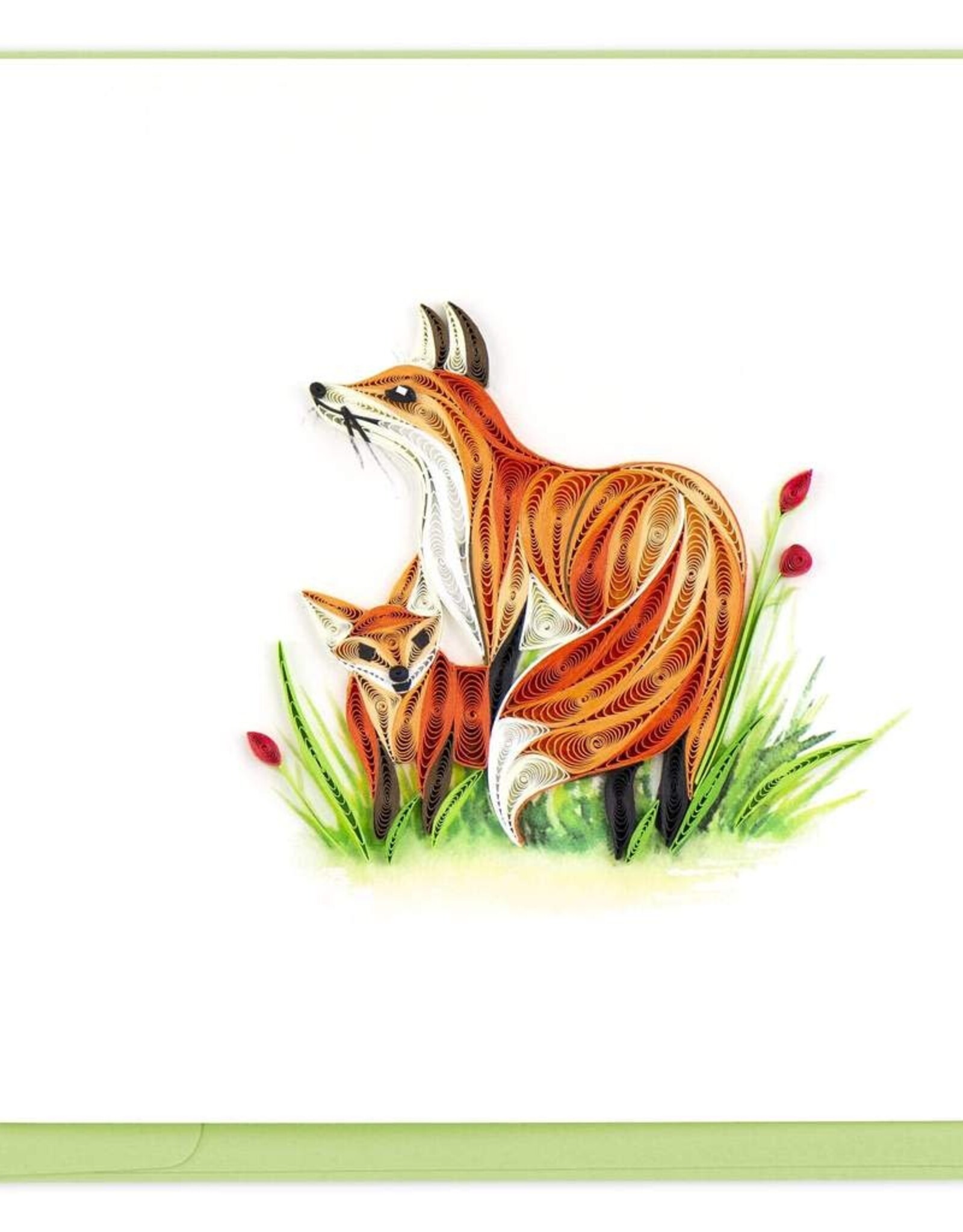 Quilling Card Quilled Fox and Cub Greeting Card