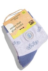 Conscious Step Kids Socks that Give Books (Gray Bicycles)