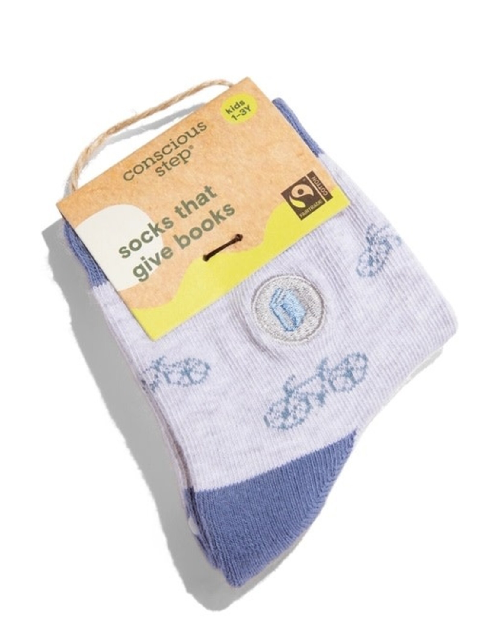 Conscious Step Kids Socks that Give Books (Gray Bicycles)