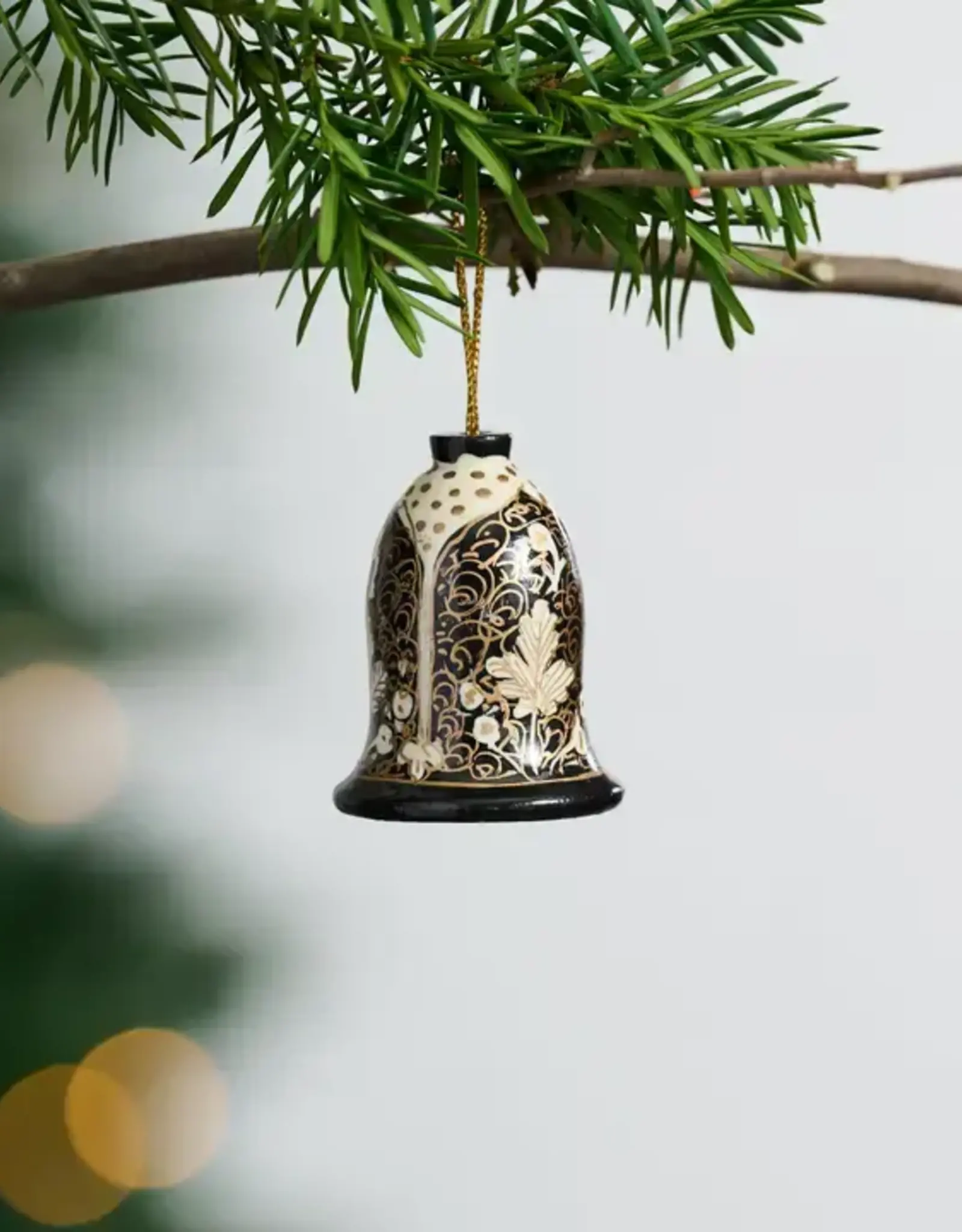 Ten Thousand Villages Painted Wood Bell Ornament