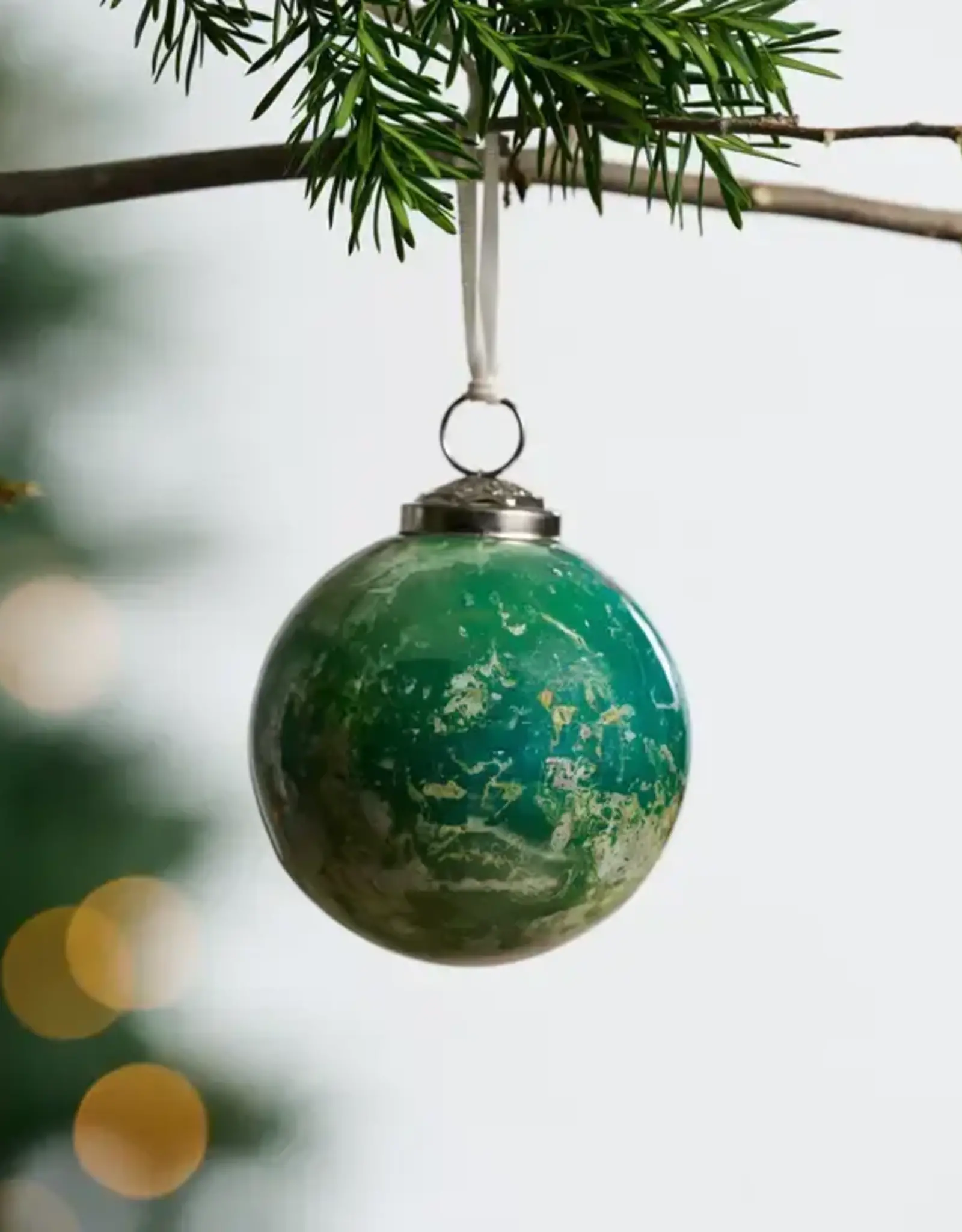 Ten Thousand Villages Recycled Glass Watercolor Ball Ornament