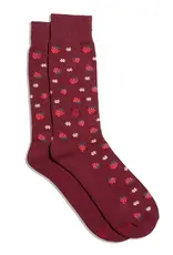 Conscious Step Socks that Support Self-Checks (Maroon Strawberries )