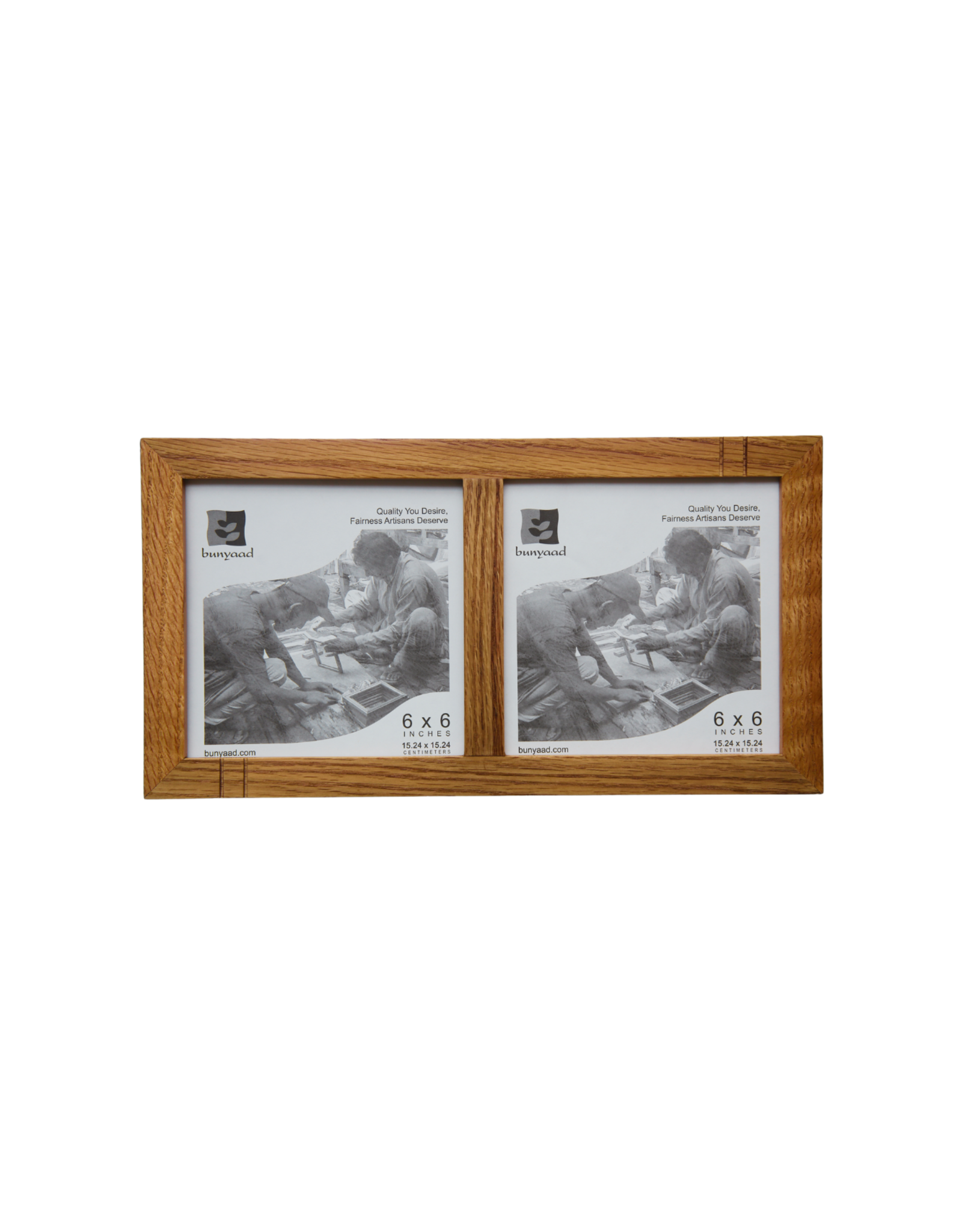 Bunyaad Pakistan Natural Red Oak Striped Duo Frame