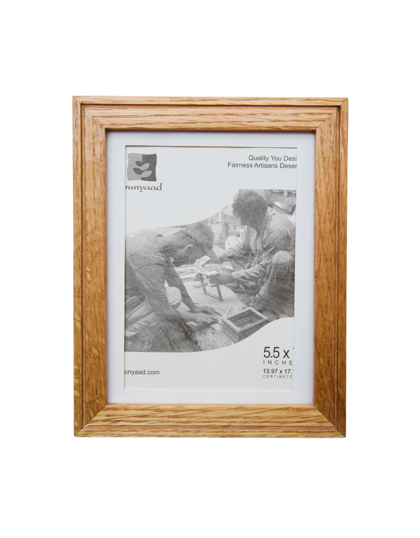 Bunyaad Pakistan Natural Red Oak Etched Wood Frame  - 5"x7"
