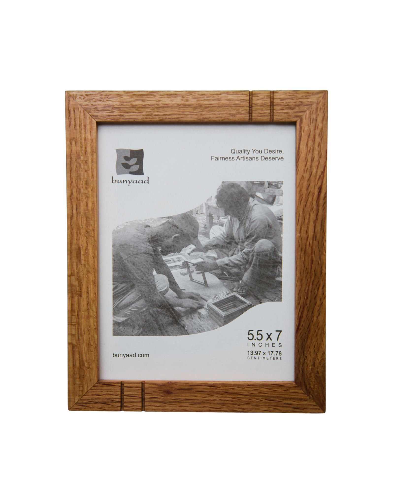 Bunyaad Pakistan Natural Red Oak Striped Wood Frame  - 5"x7"
