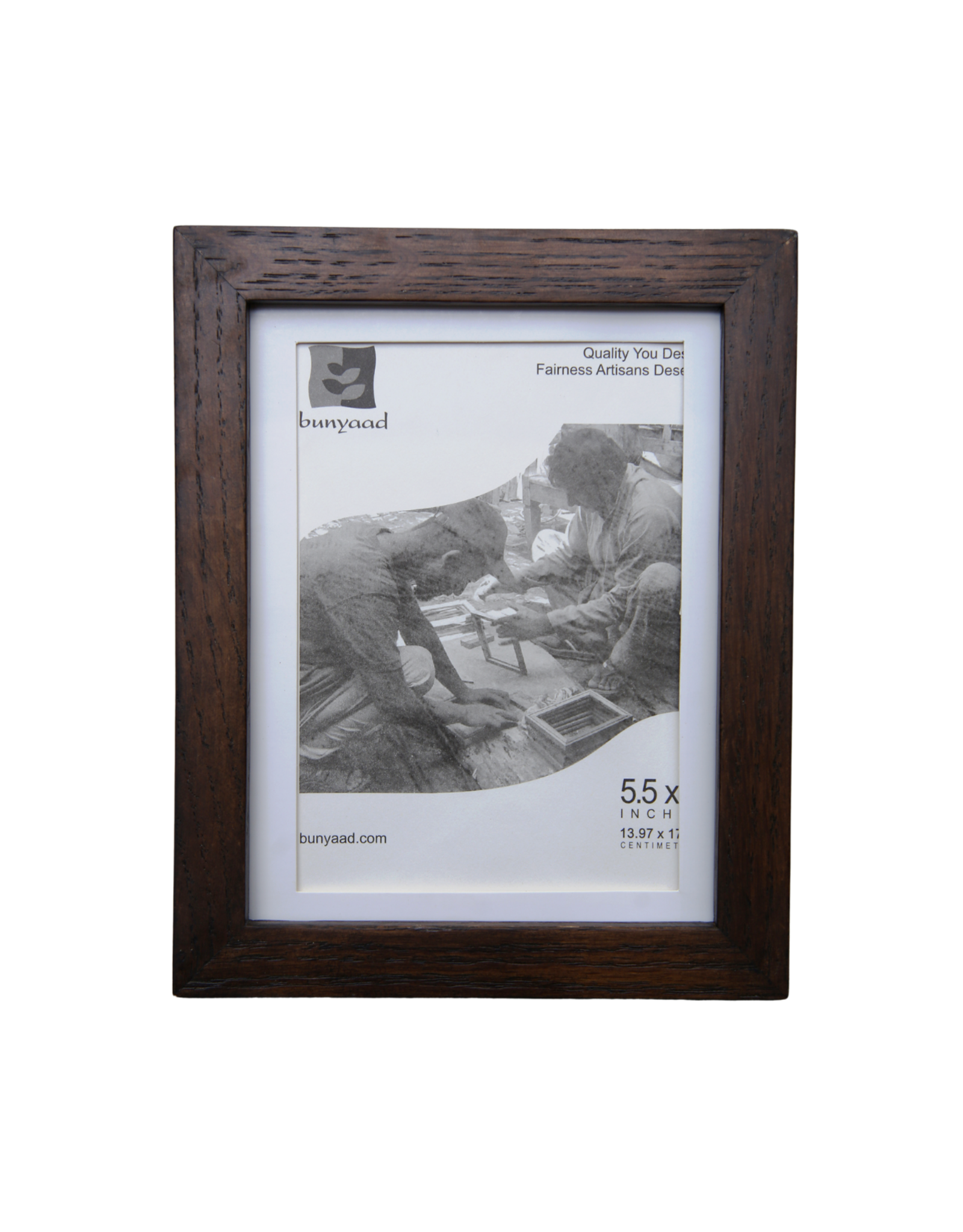 Bunyaad Pakistan Dark Red Oak Wood Frame -  5"x7"