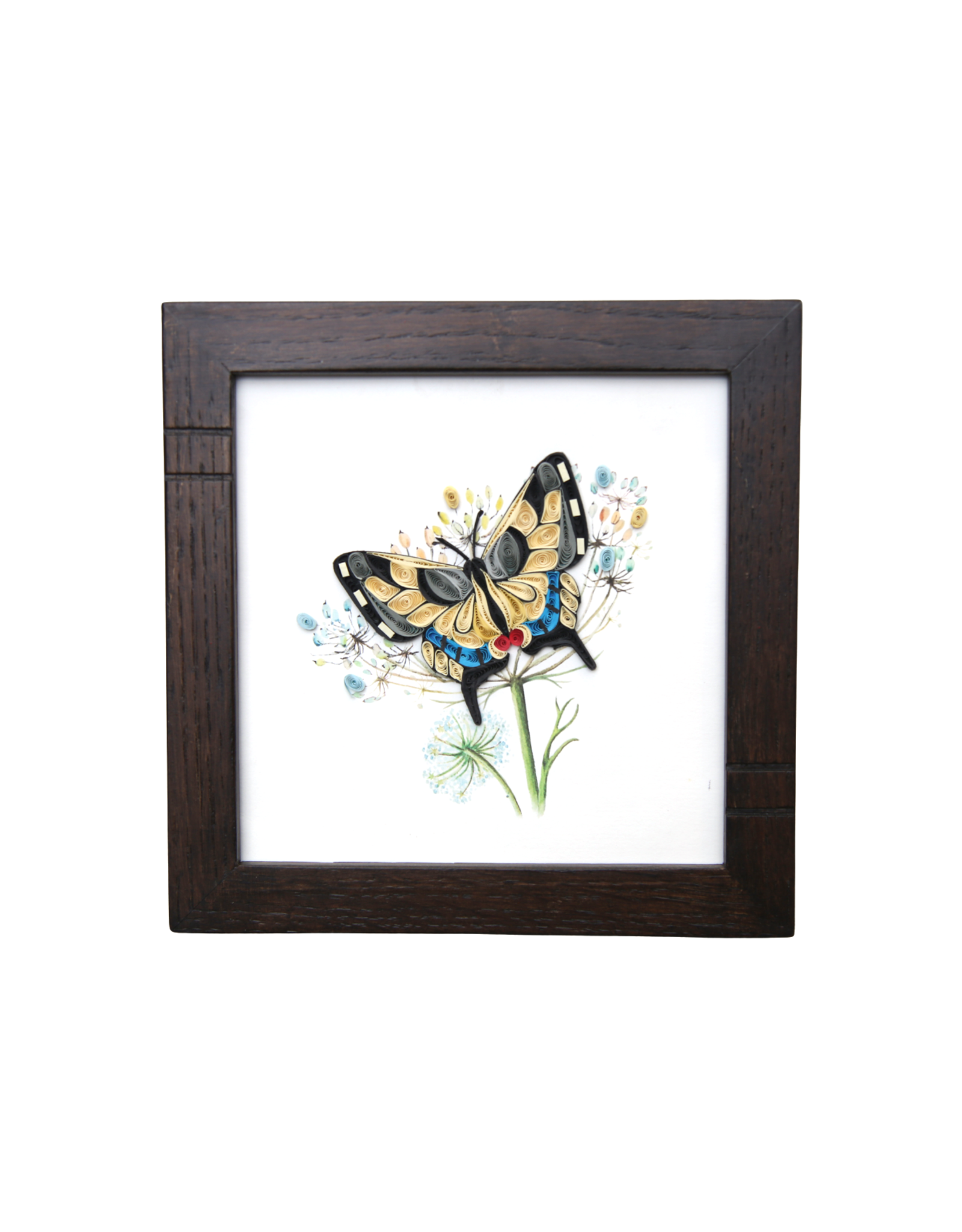 Bunyaad Pakistan Dark Red Oak Striped Wood Frame - 6"x6"
