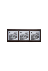 Bunyaad Pakistan Dark Red Oak Striped Wood Trio Frame