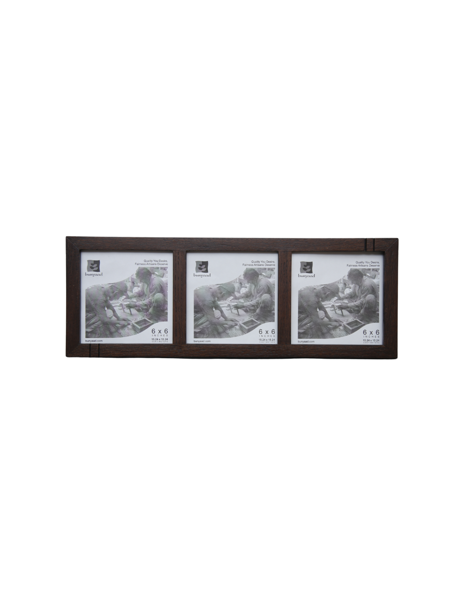 Bunyaad Pakistan Dark Red Oak Striped Wood Trio Frame