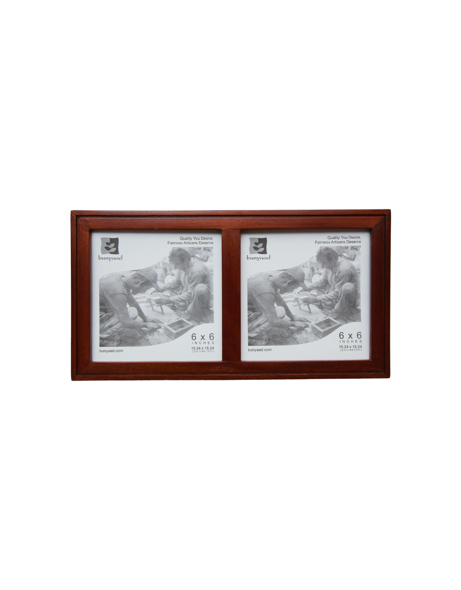Bunyaad Pakistan Natural Mahogany Etched Duo Frame