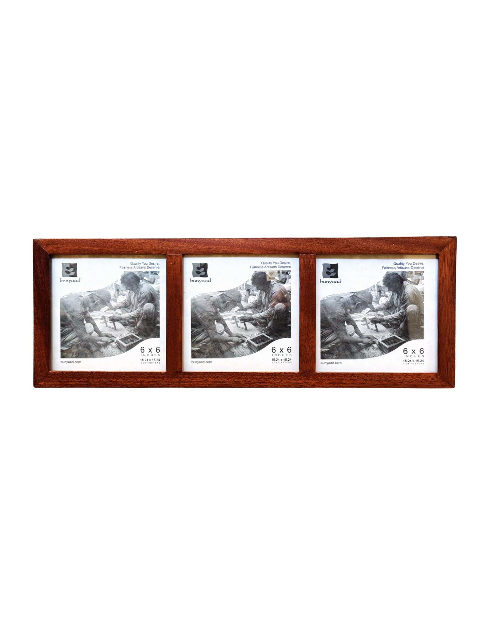 Bunyaad Pakistan Natural Mahogany Wood Trio Frame