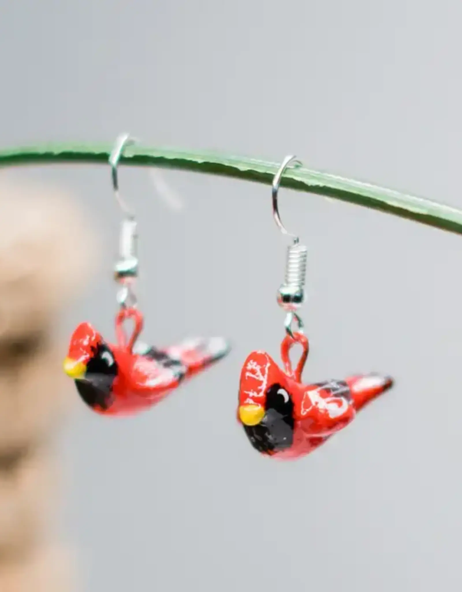 Lucia's Imports Cardinal Ceramic Earrings