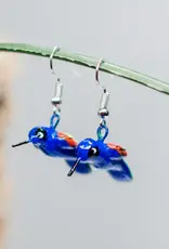 Lucia's Imports Blue Hummingbird Ceramic Earrings