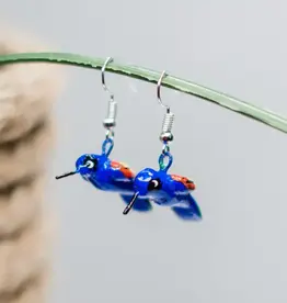 Lucia's Imports Blue Hummingbird Ceramic Earrings