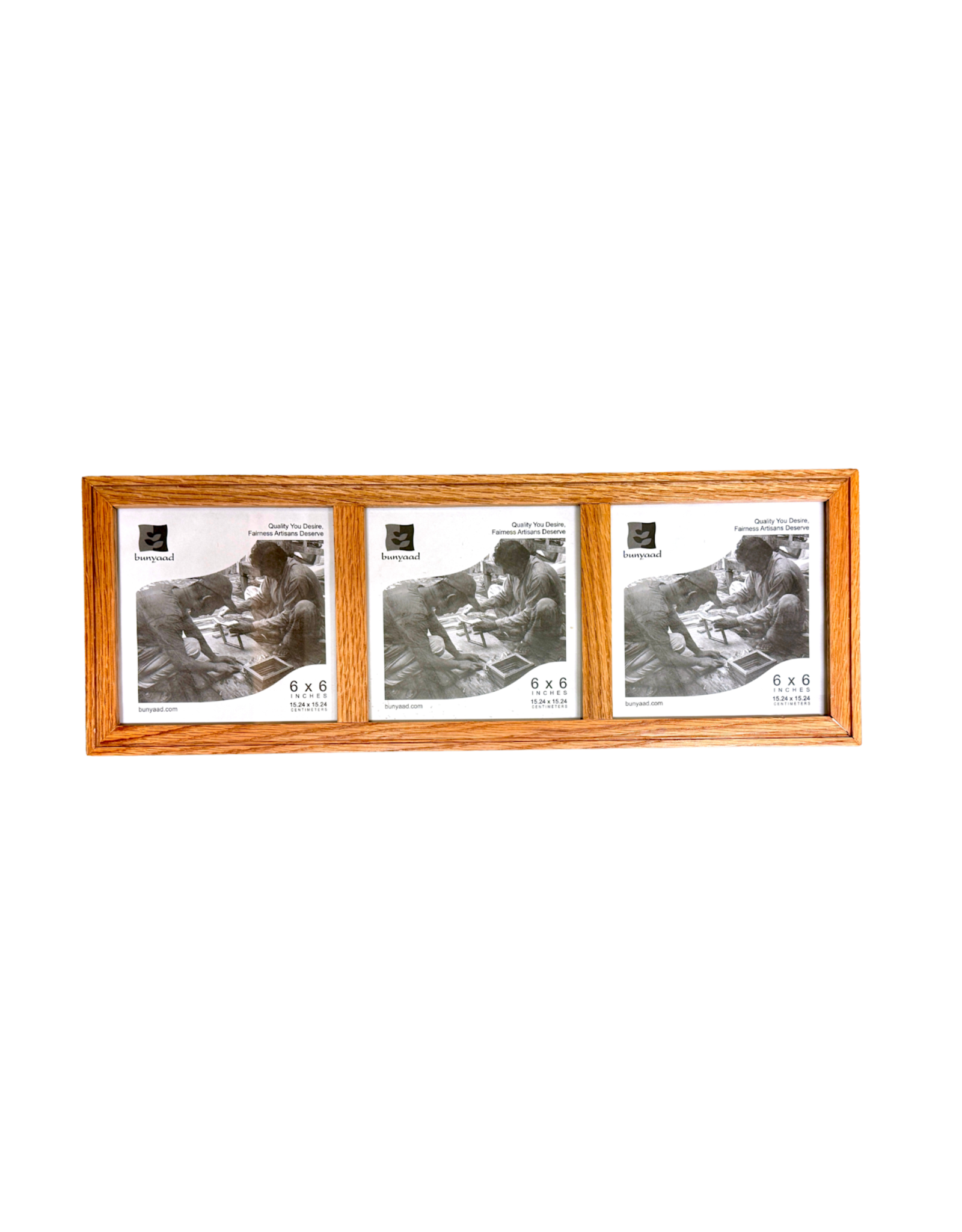 Bunyaad Pakistan Natural Red Oak Etched Trio Frame