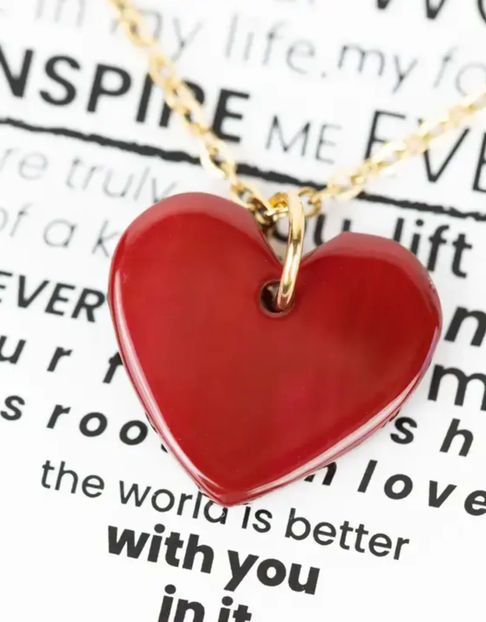 Ten Thousand Villages Red Heart Necklace