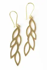 Ten Thousand Villages Pataharu Golden Leaves Drop Earrings