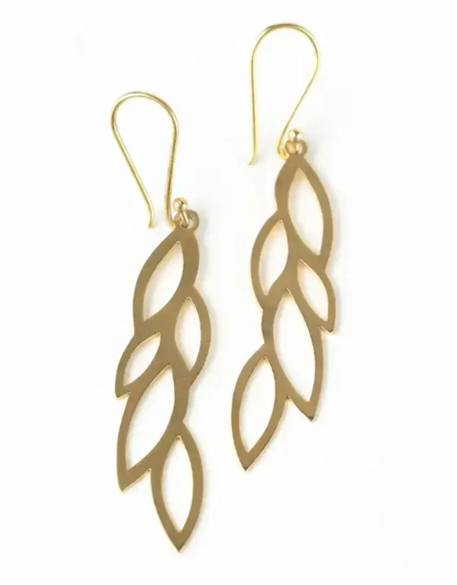 Ten Thousand Villages Pataharu Golden Leaves Drop Earrings