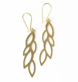 Ten Thousand Villages Pataharu Golden Leaves Drop Earrings