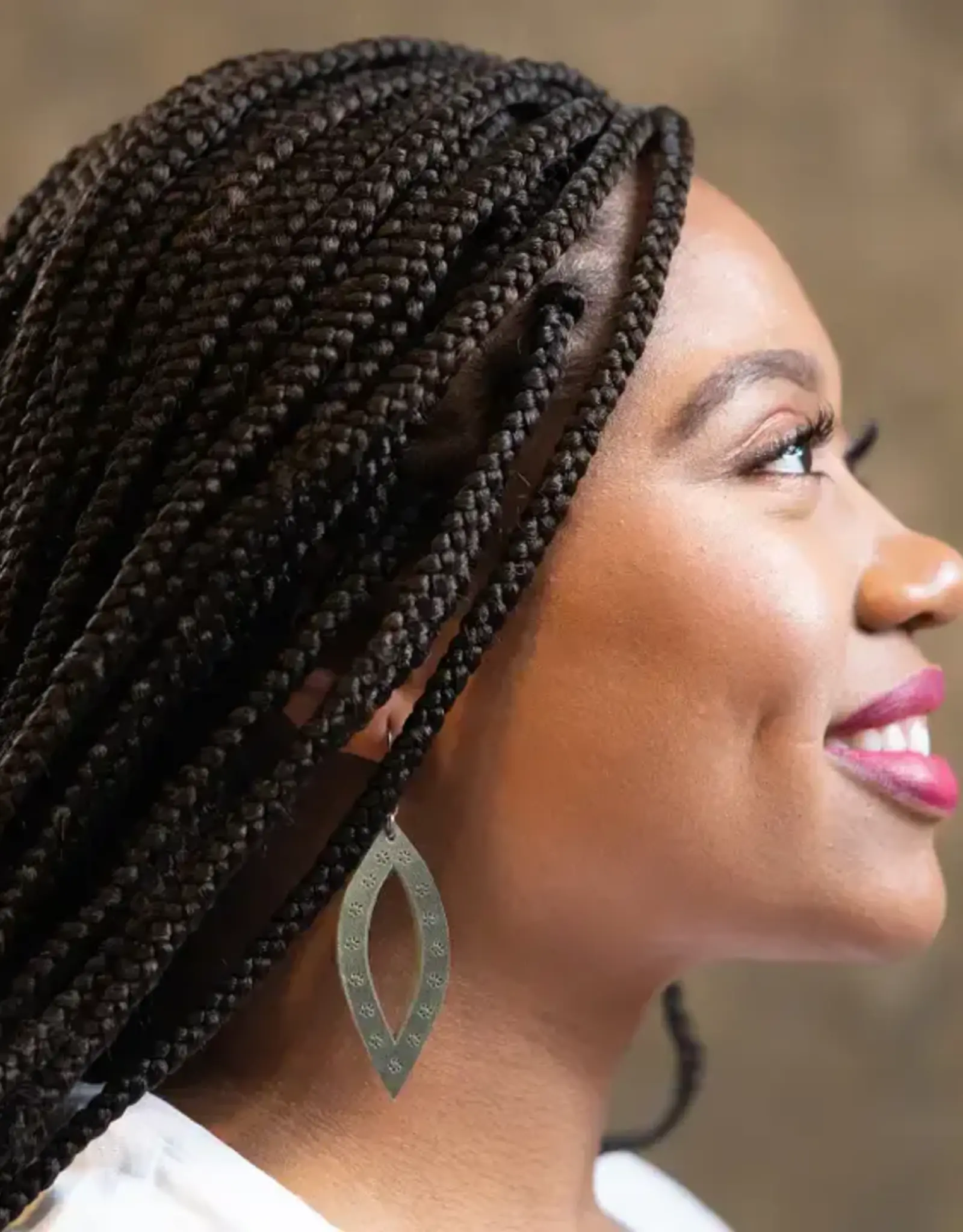 Lucia's Imports Oval Leather Earring