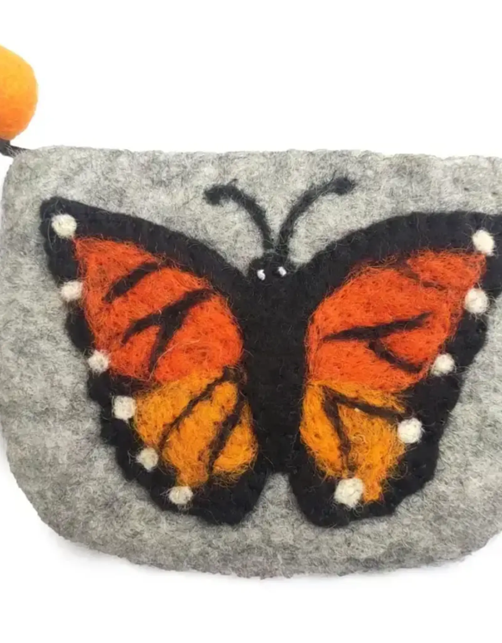 Global Crafts Felted Butterfly Zipper Pouch