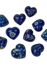 Global Crafts Soapstone Hearts with Designs 1.5"