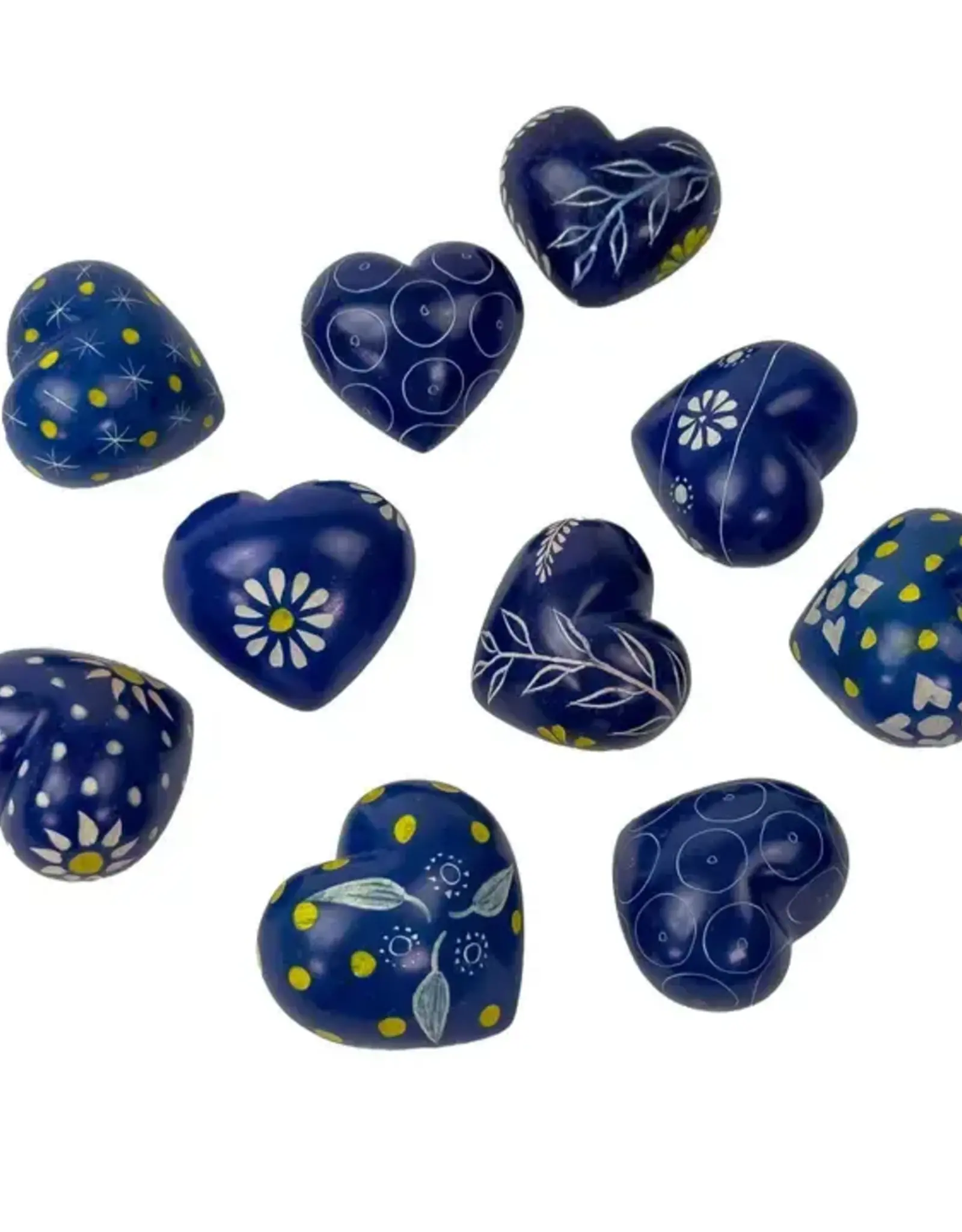 Global Crafts Soapstone Hearts with Designs 1.5"