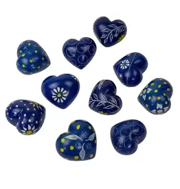 Global Crafts Soapstone Hearts with Designs 1.5"