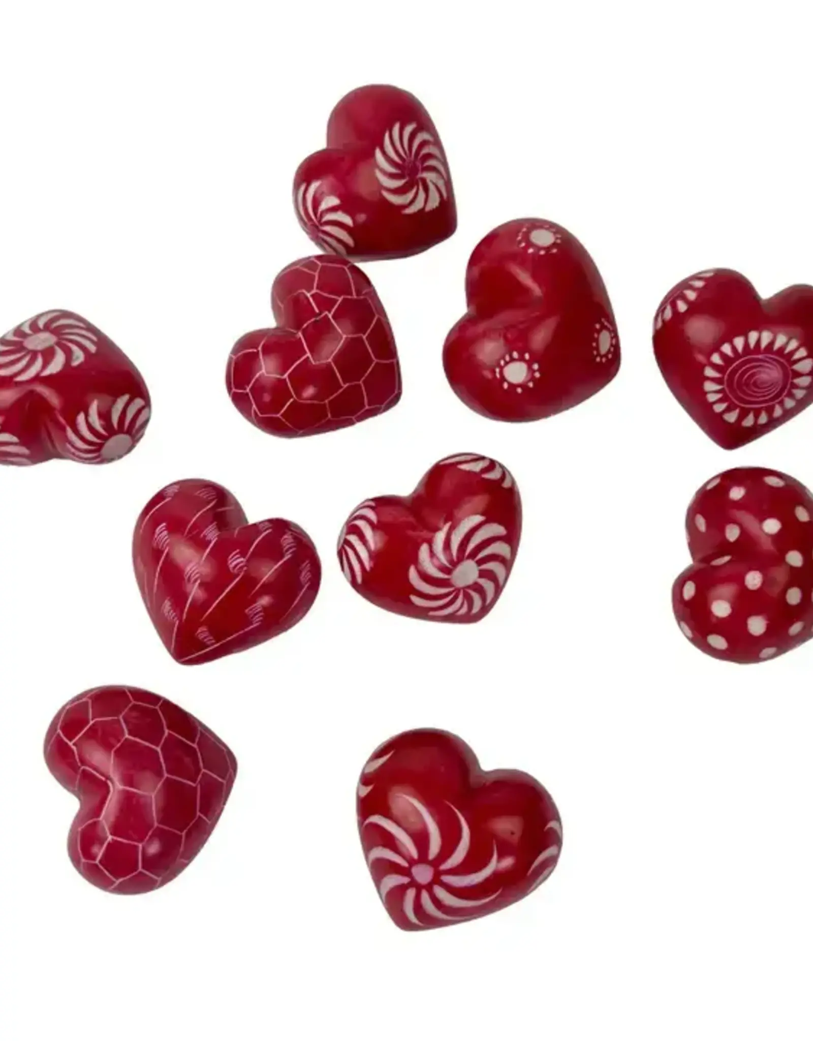 Global Crafts Soapstone Hearts with Designs 1.5"