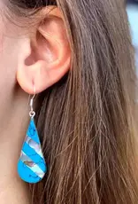 Global Crafts Turquoise & Abalone Stripe Teardrop Earrings