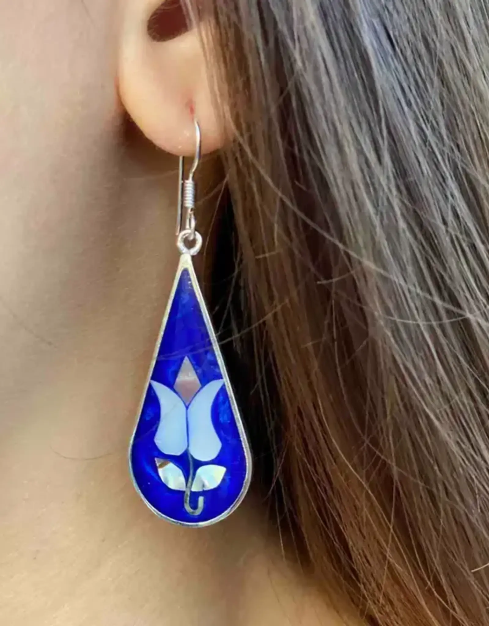 Global Crafts Tulip Abalone Teardrop Earrings