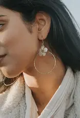 Matr Boomie Sayuri Flower Silver Hoop Earrings