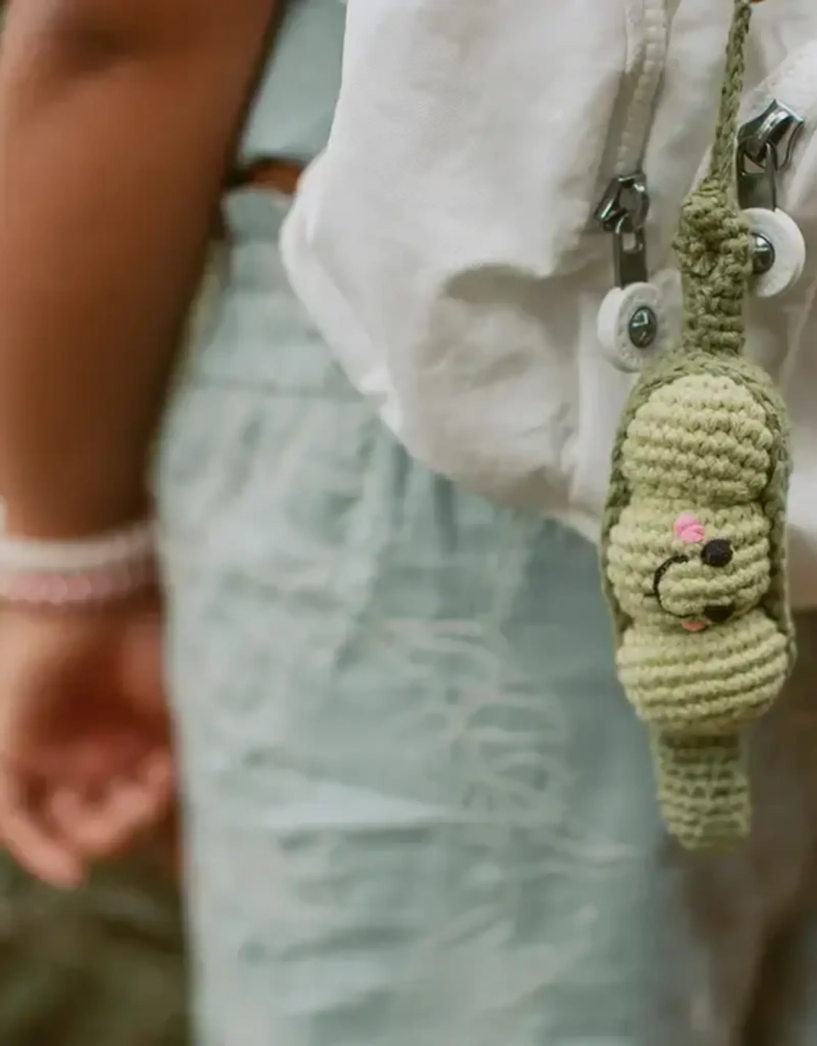 Pebble Green Peapod Bag Charm
