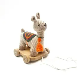 Pebble Wooden Pull Along Llama