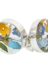 Global Crafts Pressed Flower Round Stud Earrings