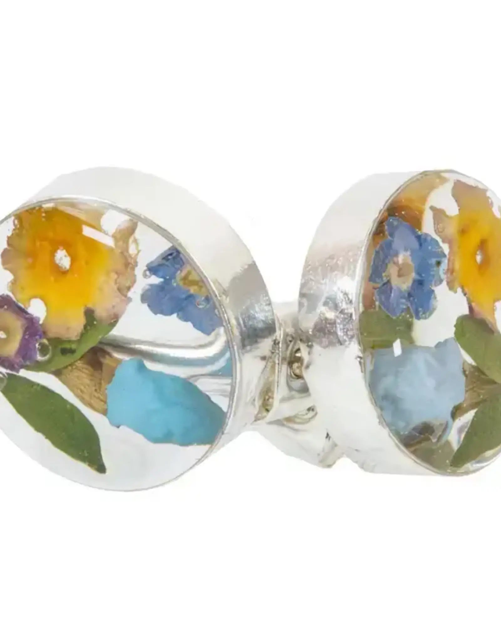 Global Crafts Pressed Flower Round Stud Earrings