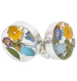 Global Crafts Pressed Flower Round Stud Earrings
