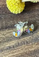 Global Crafts Pressed Flower Crescent Stud Earrings