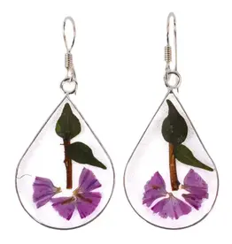 Global Crafts Pressed Flower Teardrop Earrings