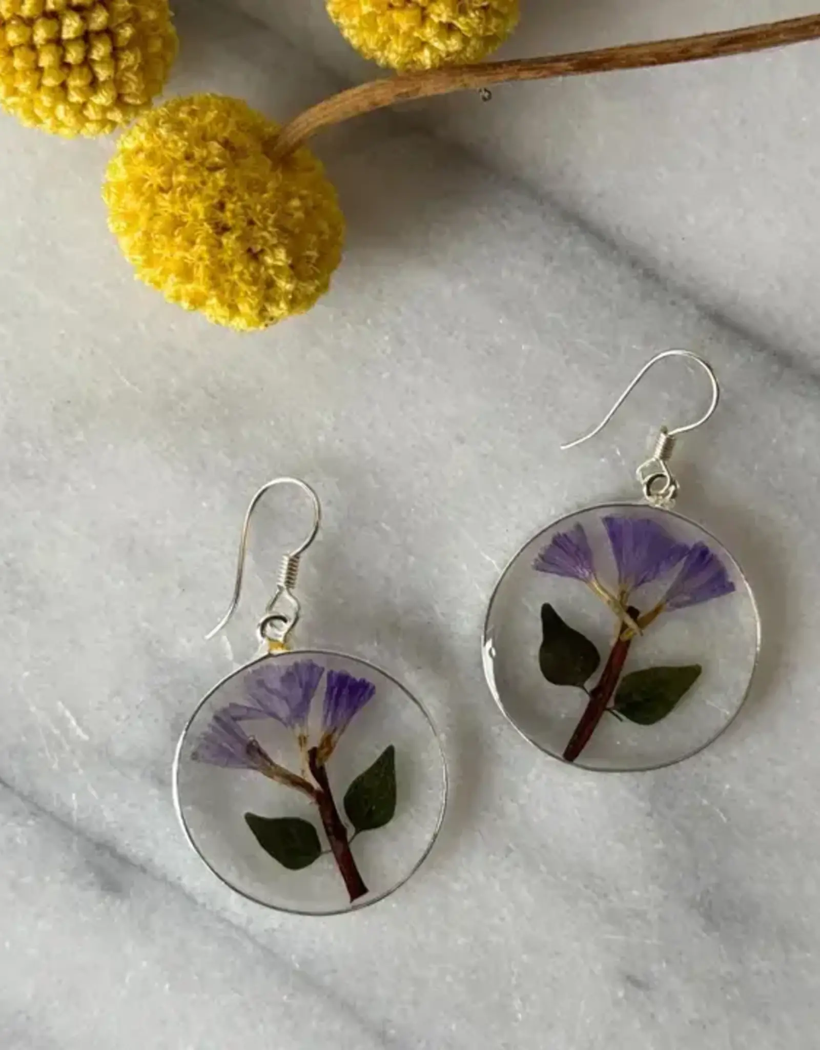 Global Crafts Pressed Flower Dangle Earrings