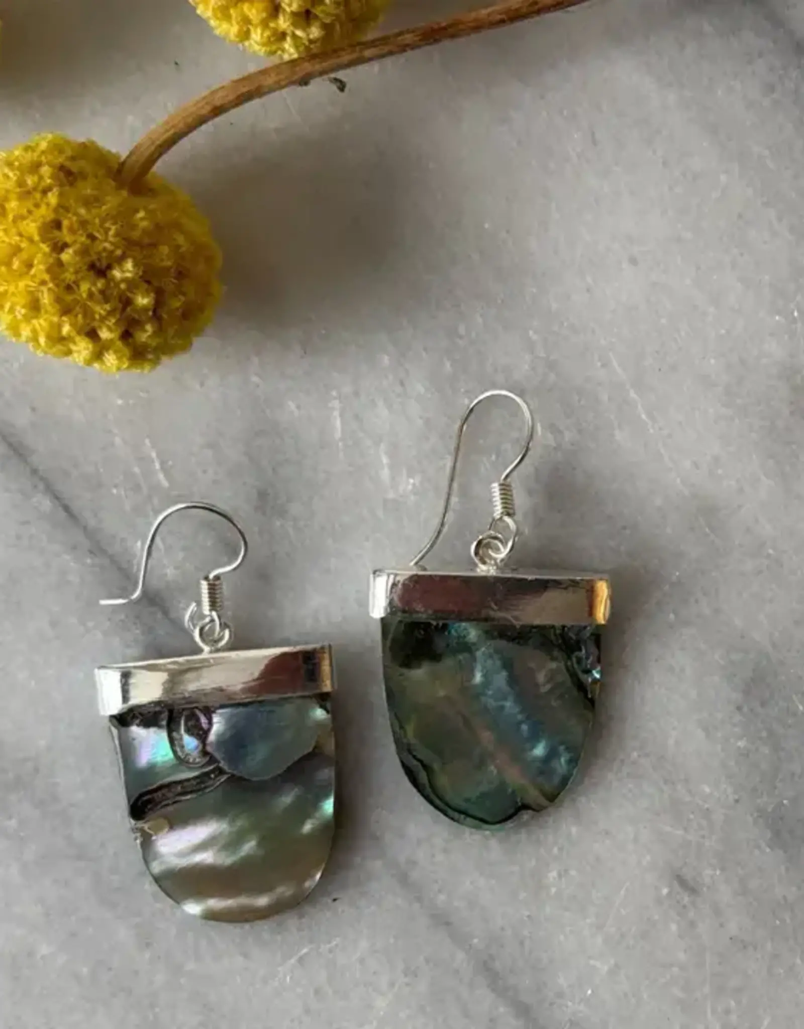Global Crafts Abalone Geo Dangle Earrings