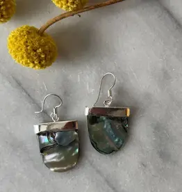 Global Crafts Abalone Geo Dangle Earrings