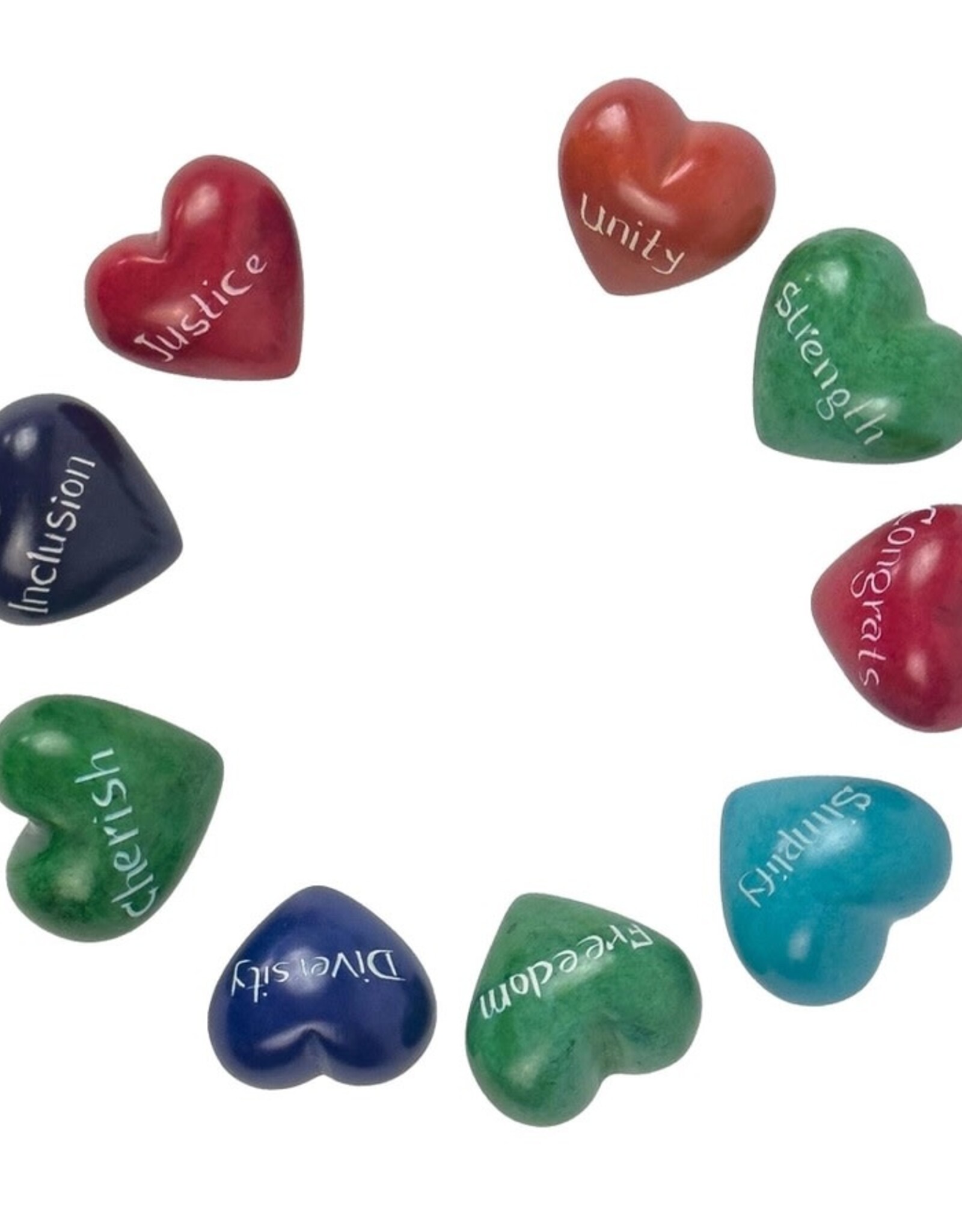 Swahili African Modern Mini Inspiration Stone Word Hearts (3cm)