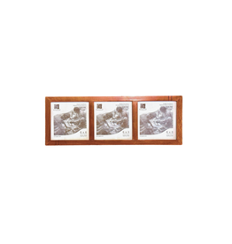 Bunyaad Pakistan Natural Mahogany Striped Wood Trio Frame