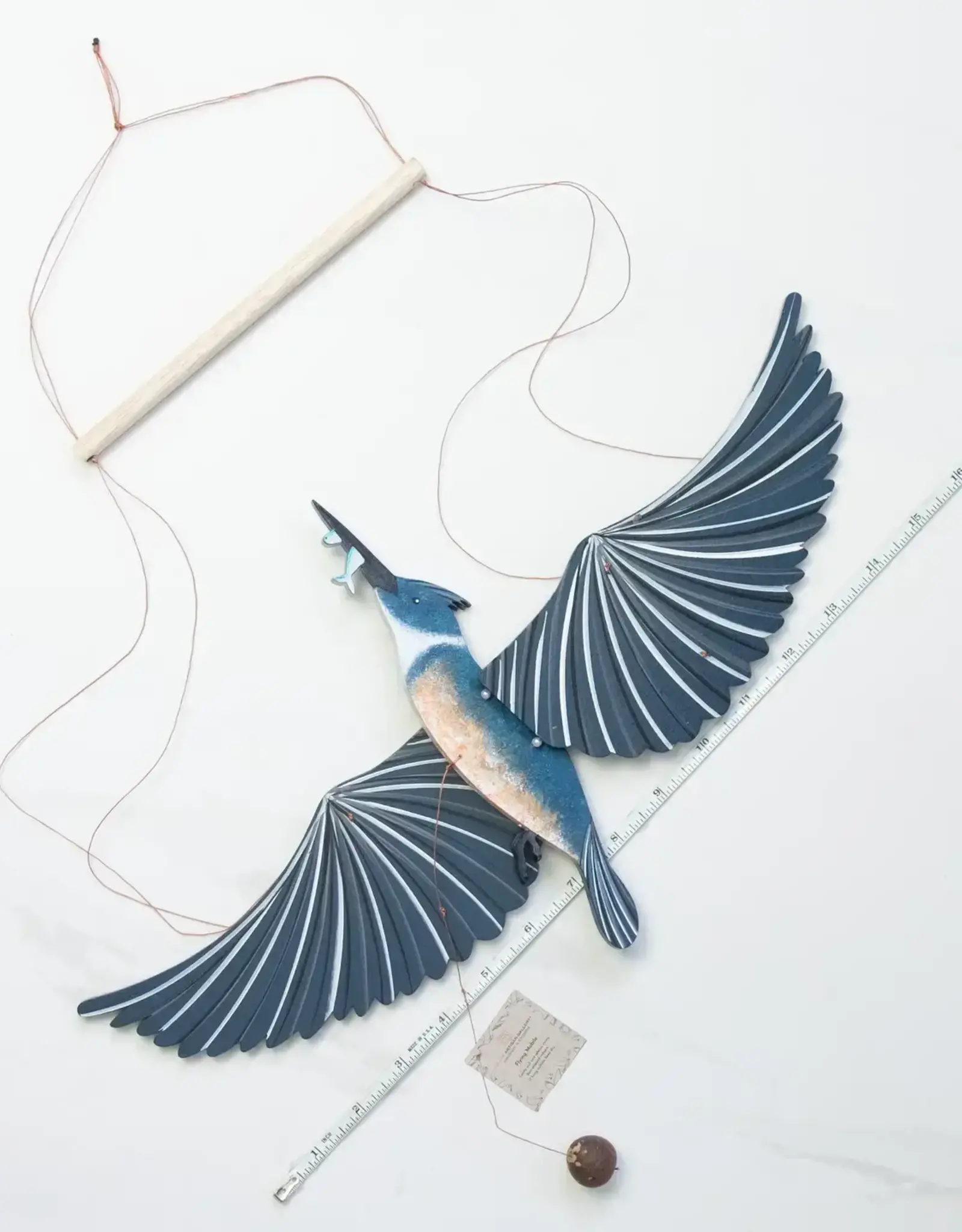Tulia Artisans Belted Kingfisher Flying Bird Mobile