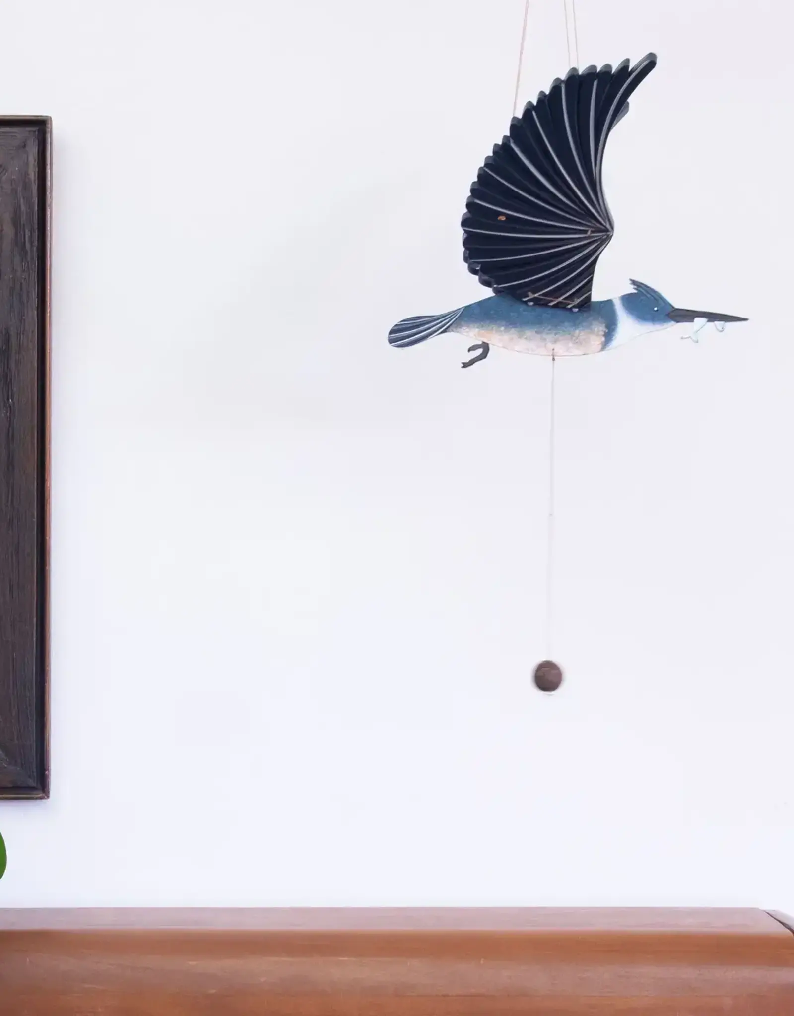 Tulia Artisans Belted Kingfisher Flying Bird Mobile