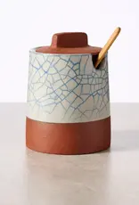Ten Thousand Villages Ciya Blue Crackle Honey Pot